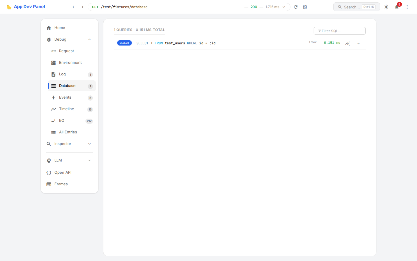 Database Collector panel