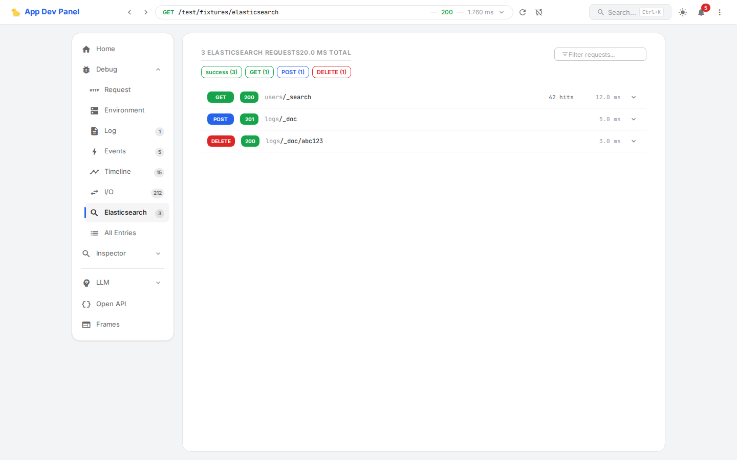 Elasticsearch Collector panel
