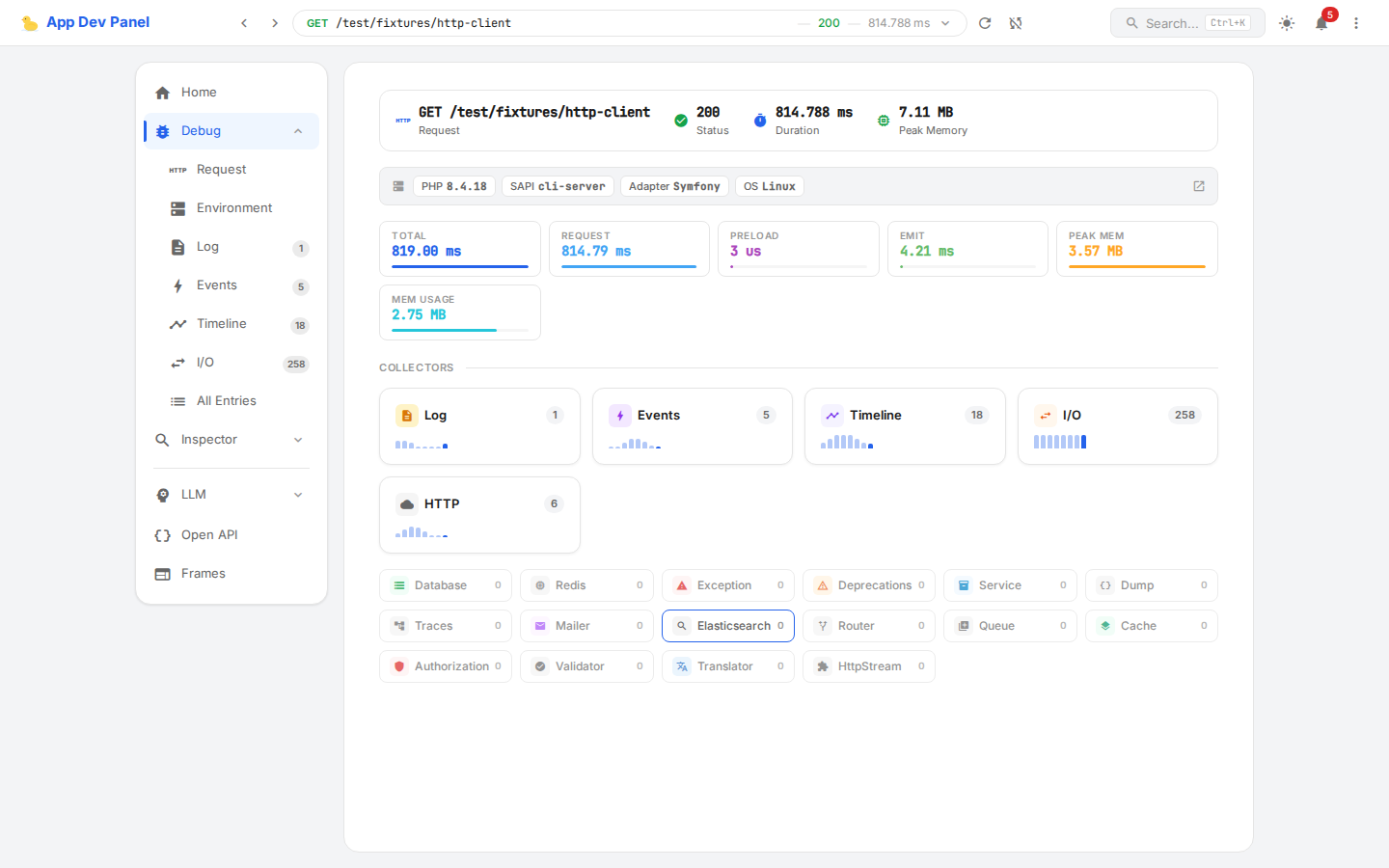 HTTP Client Collector panel